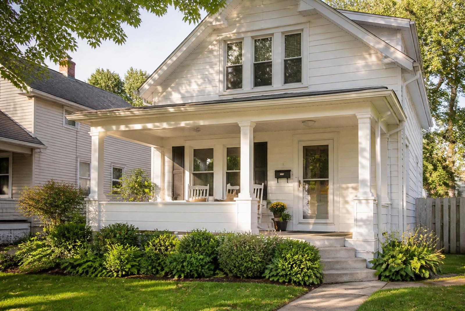 A traditional resale home with a welcoming covered front porch